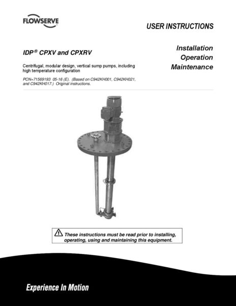 thumbnail of Flowserve CPXV Range O&M Manual